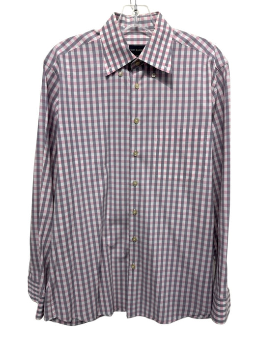 Scott Barber Size M Pink & White Cotton Plaid Button up Men's Long Sleeve Shirt Pink & White / M