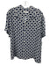 Sandro Size Est L Navy & White Silk Blend Checkered Button up Men's Short Sleeve Navy & White / Est L