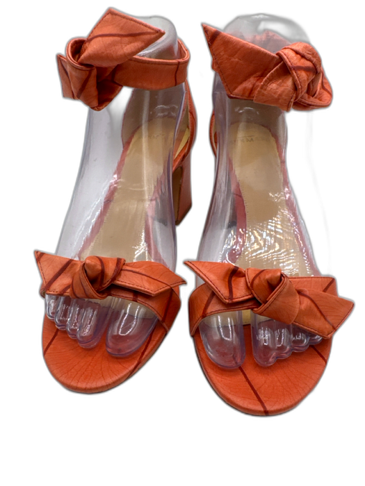 Alexandre Birman Shoe Size 37 Orange Synthetic Upper Leaf Print Sandals Orange / 37