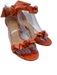 Alexandre Birman Shoe Size 37 Orange Synthetic Upper Leaf Print Sandals Orange / 37