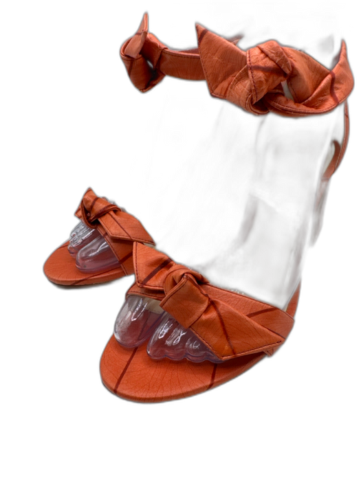 Alexandre Birman Shoe Size 37 Orange Synthetic Upper Leaf Print Sandals Orange / 37