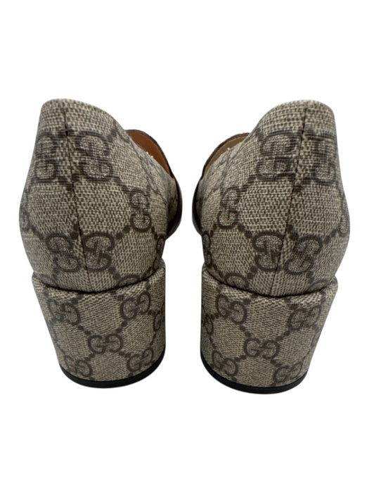 Gucci Shoe Size 37 Taupe & Brown Coated Canvas Upper Guccissima Loafers Taupe & Brown / 37