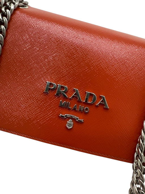 Prada Clay Orange Saffiano Leather Glossy Silver Tone Hardware Shoulder Bag Clay Orange