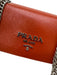 Prada Clay Orange Saffiano Leather Glossy Silver Tone Hardware Shoulder Bag Clay Orange