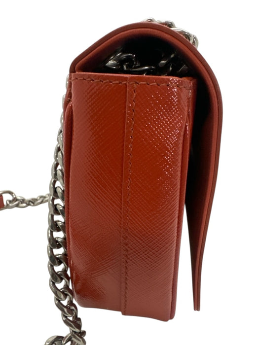 Prada Clay Orange Saffiano Leather Glossy Silver Tone Hardware Shoulder Bag Clay Orange