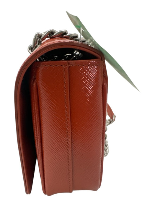Prada Clay Orange Saffiano Leather Glossy Silver Tone Hardware Shoulder Bag Clay Orange