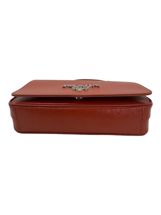 Prada Clay Orange Saffiano Leather Glossy Silver Tone Hardware Shoulder Bag Clay Orange