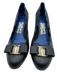 Salvatore Ferragamo Shoe Size 7 Black Leather Upper Bow Scalloped Edge Pumps Black / 7