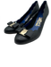 Salvatore Ferragamo Shoe Size 7 Black Leather Upper Bow Scalloped Edge Pumps Black / 7
