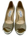 Jimmy Choo Shoe Size 39 Gold Glitter Leather Lining Peep Toe Stiletto Pumps Gold / 39