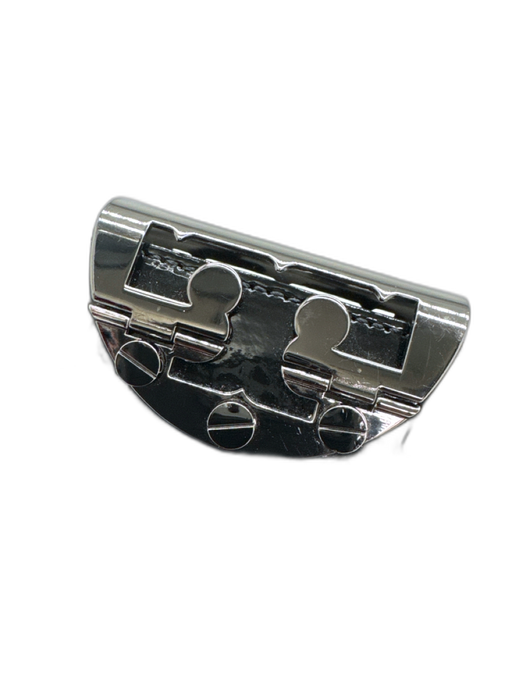 Tory Burch Black Leather Shiny Clutch Gunmetal Hardware Snap Button Closure Bag Black / Small