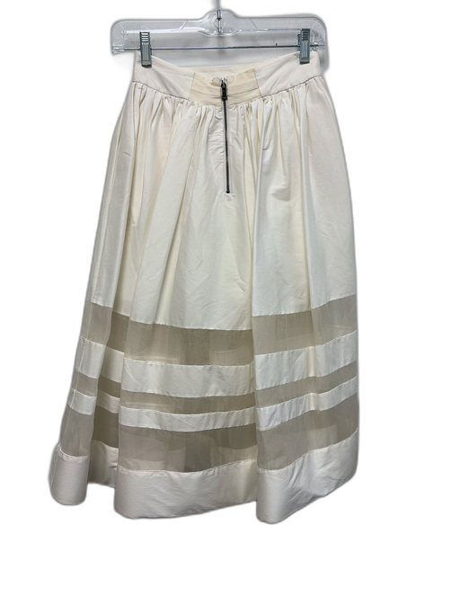 Alice + Olivia Size 0 White Cotton Blend Sheer Paneling Gathered Waist Skirt White / 0