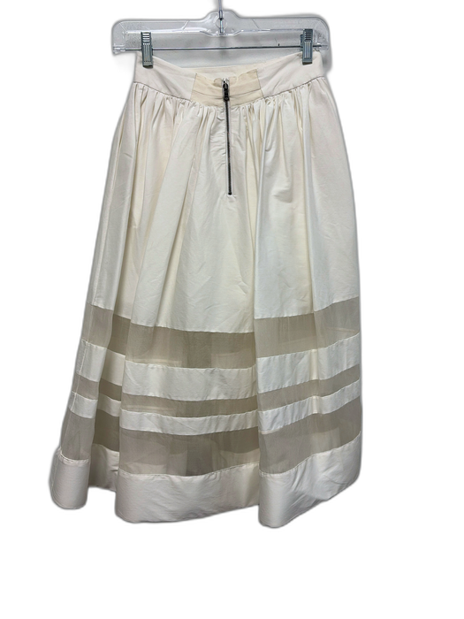 Alice + Olivia Size 0 White Cotton Blend Sheer Paneling Gathered Waist Skirt White / 0