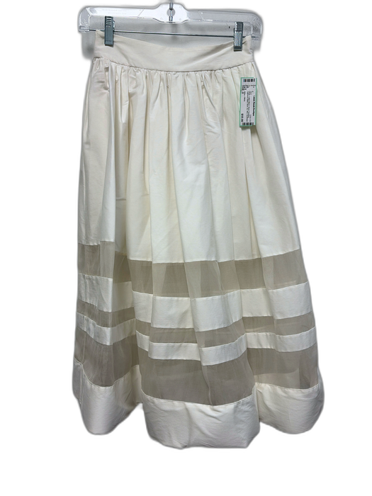 Alice + Olivia Size 0 White Cotton Blend Sheer Paneling Gathered Waist Skirt White / 0