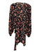 A.L.C. Size 8 Black, Pink, Orange Silk Floral Wrap Puff Sleeve Knee length Dress Black, Pink, Orange / 8