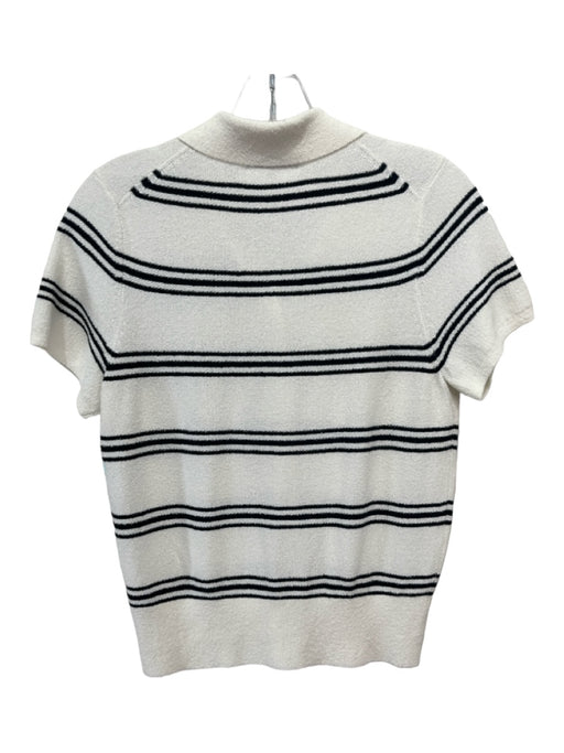 Madewell Size M White & Black Viscose Blend Striped Collared Button Up Knit Top White & Black / M