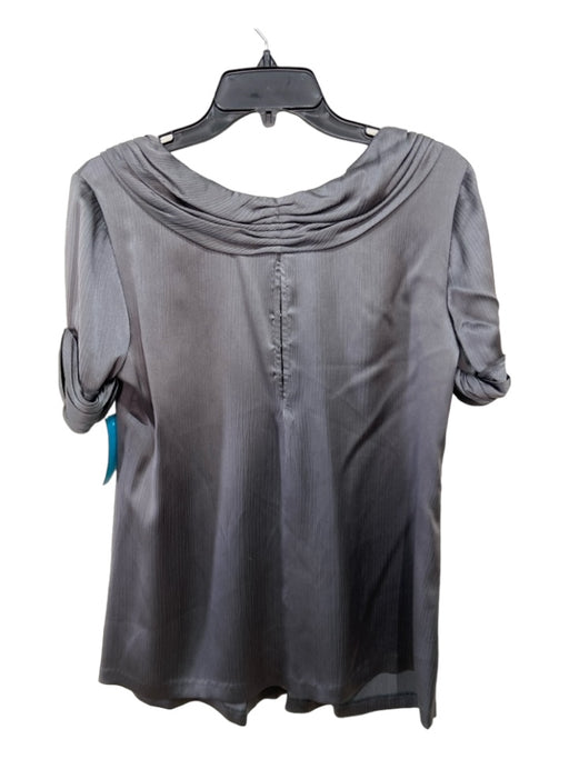 Vera Wang Lavender Size 4 Gray Silk Gathered Neckline Short Sleeve Top Gray / 4