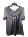 Vera Wang Lavender Size 4 Gray Silk Gathered Neckline Short Sleeve Top Gray / 4