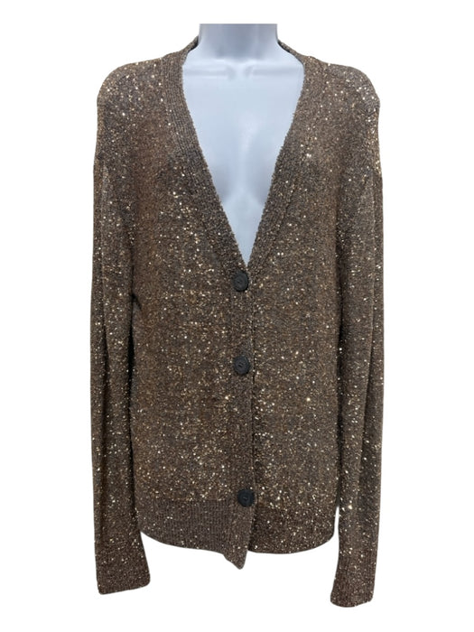 Stella McCartney Size 44 Gray & Gold Polyamide Blend Sequined Tie Back Cardigan Gray & Gold / 44