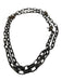 Lanvin Pewter Metal Pave Crystal Chain Link Long Necklace Pewter