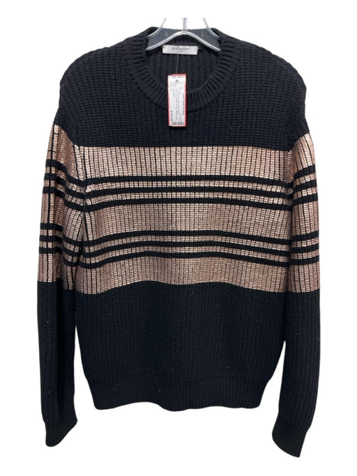 Givenchy Size M Black & Rose Gold Wool & Cashmere Metallic Accent Knit Sweater Black & Rose Gold / M
