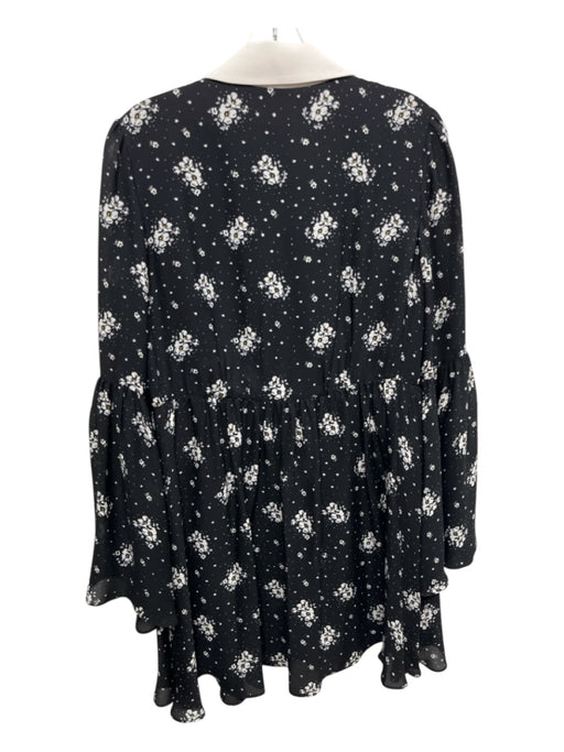 5a7 Cinq a Sept Size 6 Black, White, Yellow Silk Long Bell Sleeve Dress Black, White, Yellow / 6