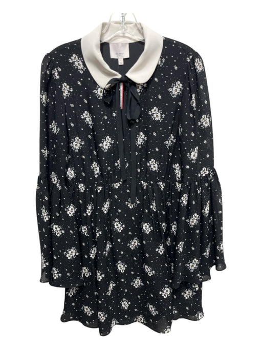 5a7 Cinq a Sept Size 6 Black, White, Yellow Silk Long Bell Sleeve Dress Black, White, Yellow / 6