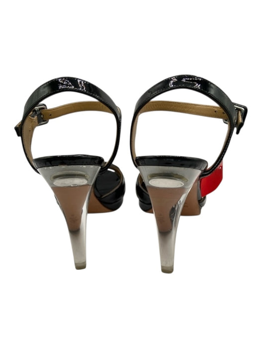 Valentino Garavani Shoe Size 39 Black & Clear Patent Leather Solid Sandals Black & Clear / 39