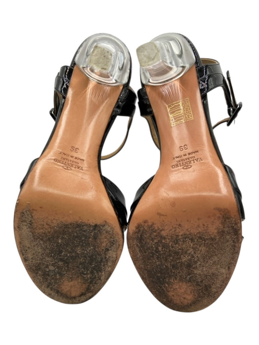 Valentino Garavani Shoe Size 39 Black & Clear Patent Leather Solid Sandals Black & Clear / 39