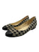 Chanel Shoe Size 40 Black & White Canvas Houndstooth Cap Toe Stacked Heel Flats Black & White / 40