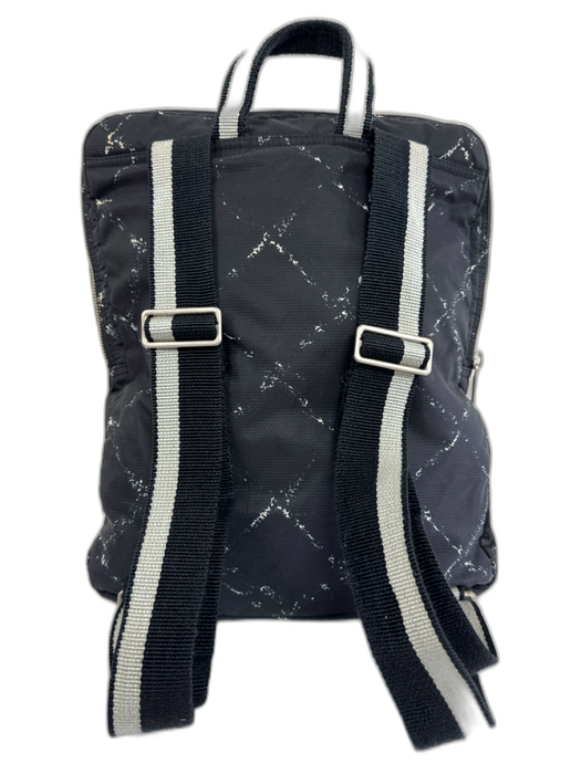 Chanel Black, White, Red Nylon Zip Close Lattice Print Backpack Bag Black, White, Red / Medium