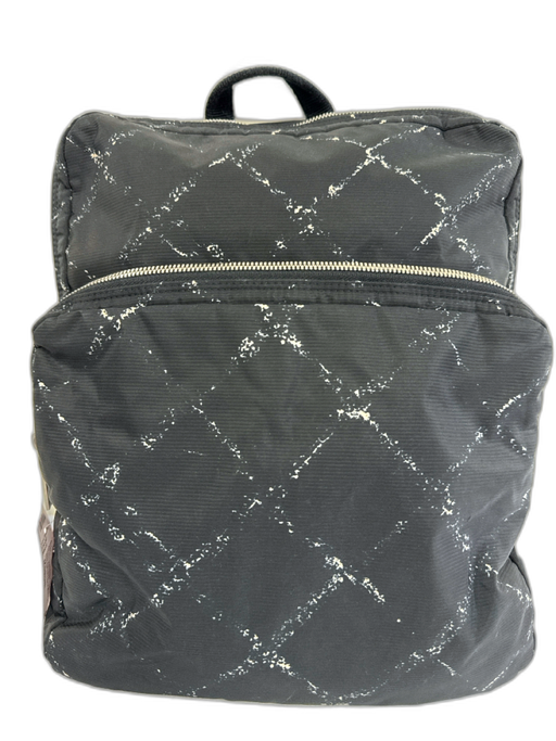 Chanel Black, White, Red Nylon Zip Close Lattice Print Backpack Bag Black, White, Red / Medium