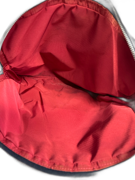 Chanel Black, White, Red Nylon Zip Close Lattice Print Backpack Bag Black, White, Red / Medium