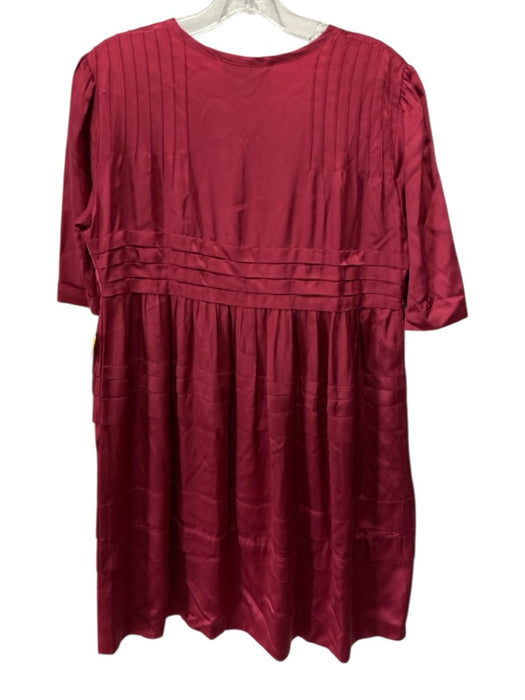 Sea New York Size S Red Viscose & Cotton Satin Short Sleeve Pleat Detail Dress Red / S