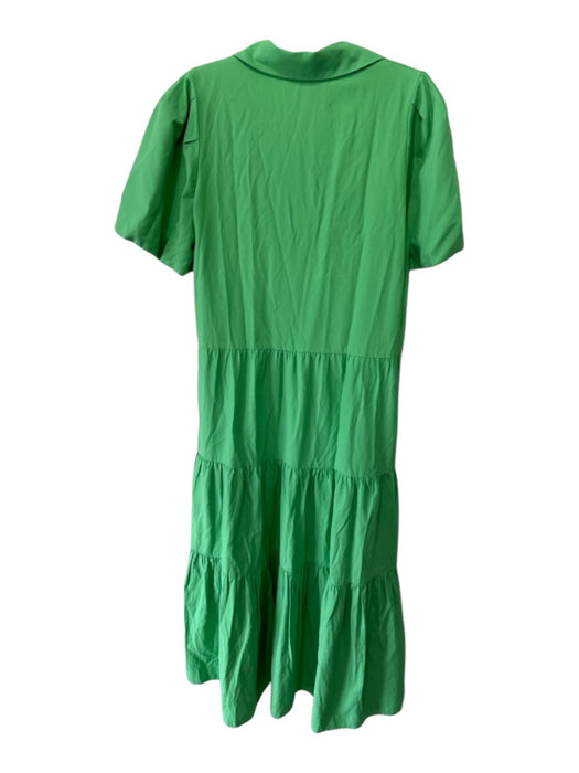Brochu Walker Size M Green Polyester & Cotton Short Sleeve Collar Tiered Dress Green / M