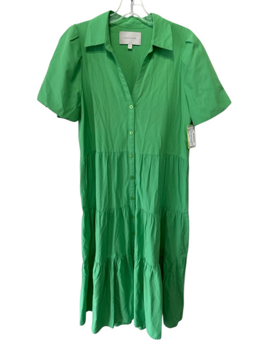 Brochu Walker Size M Green Polyester & Cotton Short Sleeve Collar Tiered Dress Green / M
