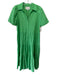 Brochu Walker Size M Green Polyester & Cotton Short Sleeve Collar Tiered Dress Green / M