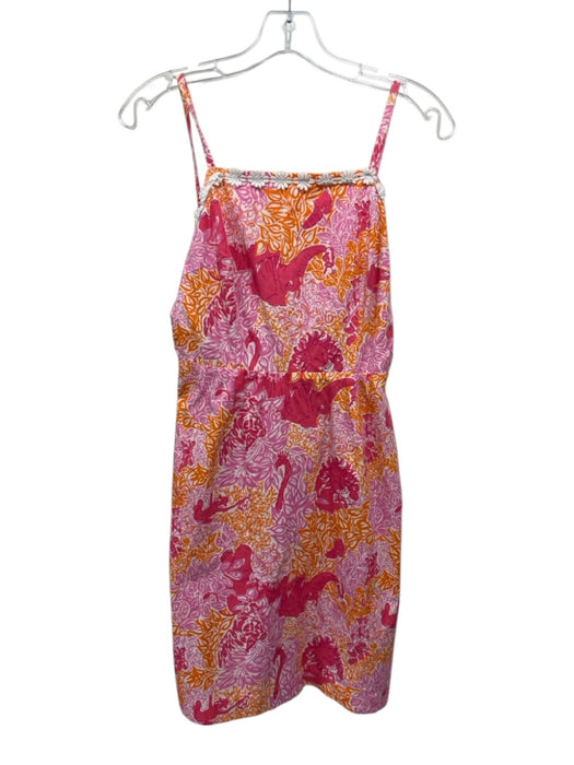 Lilly Pulitzer Size XS Pink, Orange & White Cotton Animal Print Scribble Dress