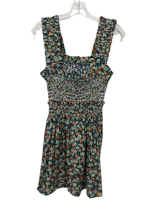 Sea New York Size XS Green, Blue & Orange Print Ruffle Strap Floral Dress Green, Blue & Orange Print / XS