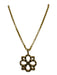 Julie Vos Gold & Black Gold Tone Metal Chain Quatrefoil Pendant Necklace Gold & Black
