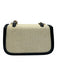 Tiffany & Fred Beige & Black Straw & Leather Woven Flap Toggle Clasp Bag Beige & Black