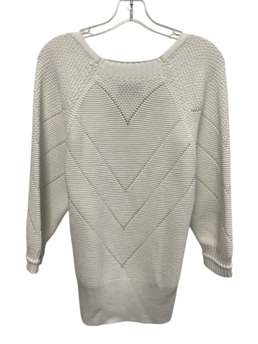 Brochu Walker Size M White Cotton Knit 3/4 Sleeve V Neck Chevron Detail Sweater White / M
