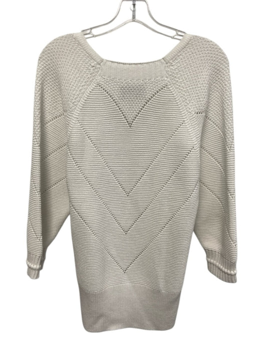Brochu Walker Size M White Cotton Knit 3/4 Sleeve V Neck Chevron Detail Sweater White / M