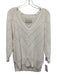 Brochu Walker Size M White Cotton Knit 3/4 Sleeve V Neck Chevron Detail Sweater White / M