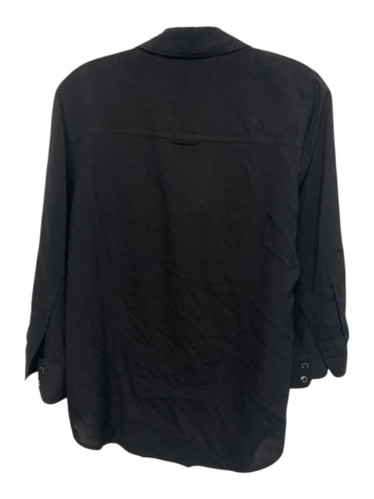 L'agence Size M Black Rayon Long Sleeve Button Up Collared Shirt Top Black / M