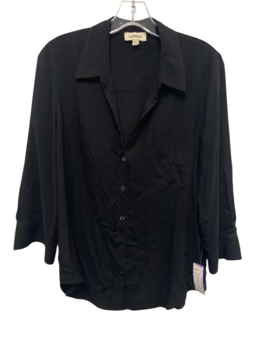 L'agence Size M Black Rayon Long Sleeve Button Up Collared Shirt Top Black / M