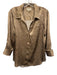 L'agence Size M Brown Silk 3/4 Sleeve Abstract Print Button Up Shirt Top Brown / M