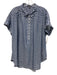 J. Crew Size M Mixed Blues Polyamide Blend Gingham Short Sleeve 1/2 Button Top Mixed Blues / M