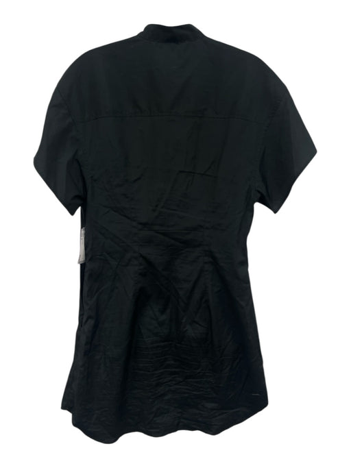 Rag & Bone Size 8 Black Cotton Short Sleeve Twist Front decorative buttons Dress Black / 8