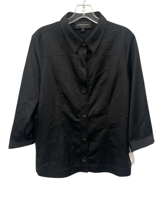 Hilton Hollis Size M Black Rayon Blend Button Front Pintuck Front Pant Set Black / M